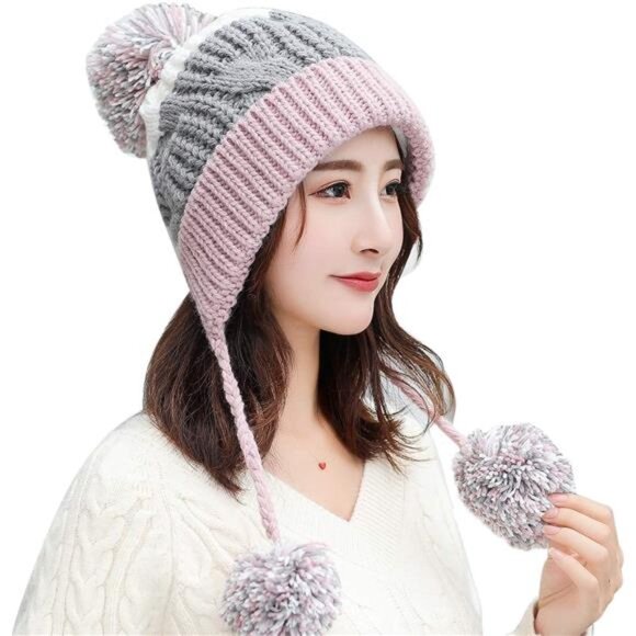 Accessories - Women Winter Peruvian Cover Ears Beanie Hat Pink